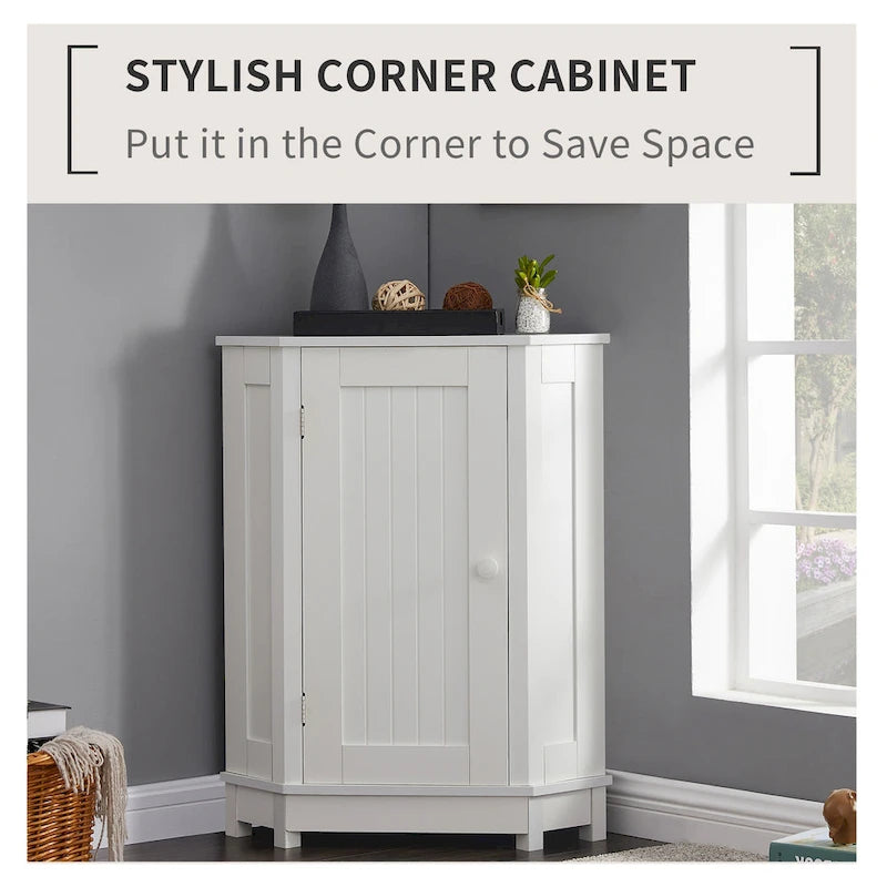 Bathroom MDF Cabinet Triangle Corner Storage Cabinet with Adjustable Shelf