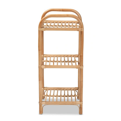 Barras Bohemian Natural Brown Finished Rattan 3-Tier Display Shelf