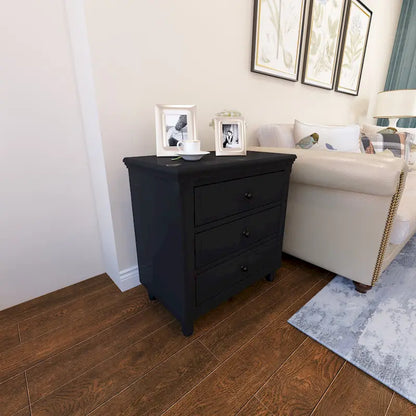 3-Drawer Nightstand Storage Wood Cabinet