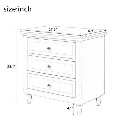 3-Drawer Nightstand Storage Wood Cabinet
