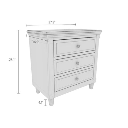 3-Drawer Nightstand Storage Wood Cabinet