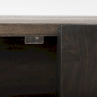 Darwin Brown Solid Wood Gold Metal Base 4 Cabinet Door Sideboard - 80.1L x 17.3W x 29.9H