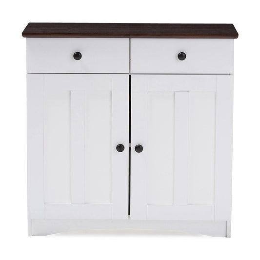 Traditional White Wood Kitchen Storage Cabinet by Baxton Studio