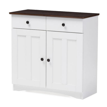 Traditional White Wood Kitchen Storage Cabinet by Baxton Studio