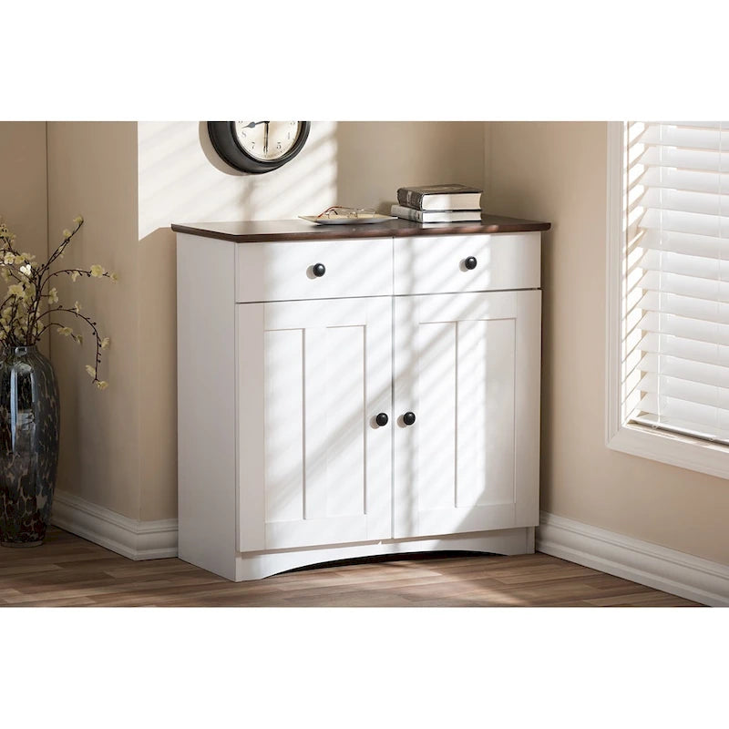 Traditional White Wood Kitchen Storage Cabinet by Baxton Studio