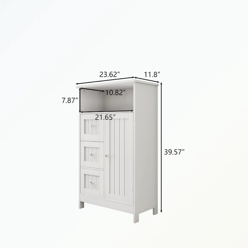 Bathroom standing storage cabinet with 3 drawers and 1 door