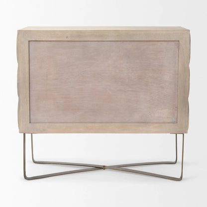 Excelsior Light Brown Solid Wood w/ Gold Iron Base & 2 Door Accent Cabinet