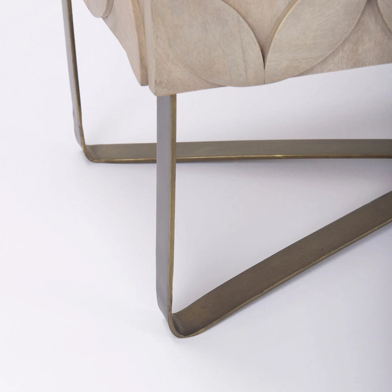 Excelsior Light Brown Solid Wood w/ Gold Iron Base & 2 Door Accent Cabinet