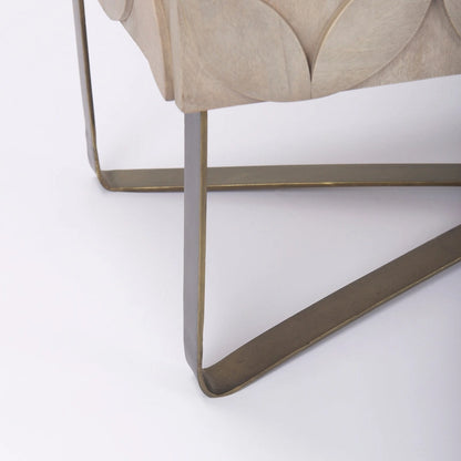 Excelsior Light Brown Solid Wood w/ Gold Iron Base & 2 Door Accent Cabinet