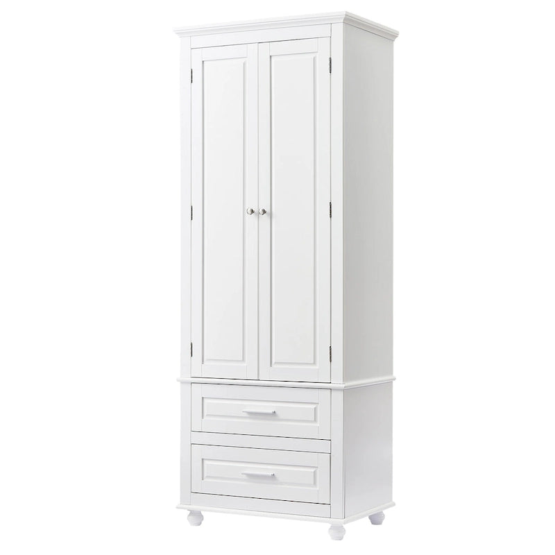 Tall Storage Cabinet with Two Drawers - N/A