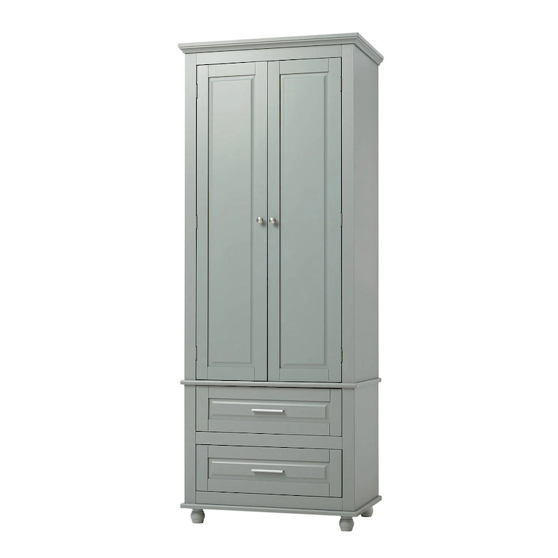 Tall Storage Cabinet with Two Drawers - N/A