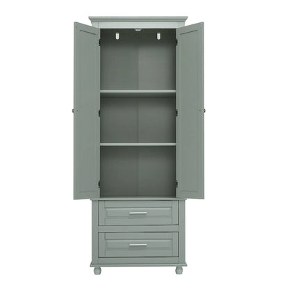 Tall Storage Cabinet with Two Drawers - N/A