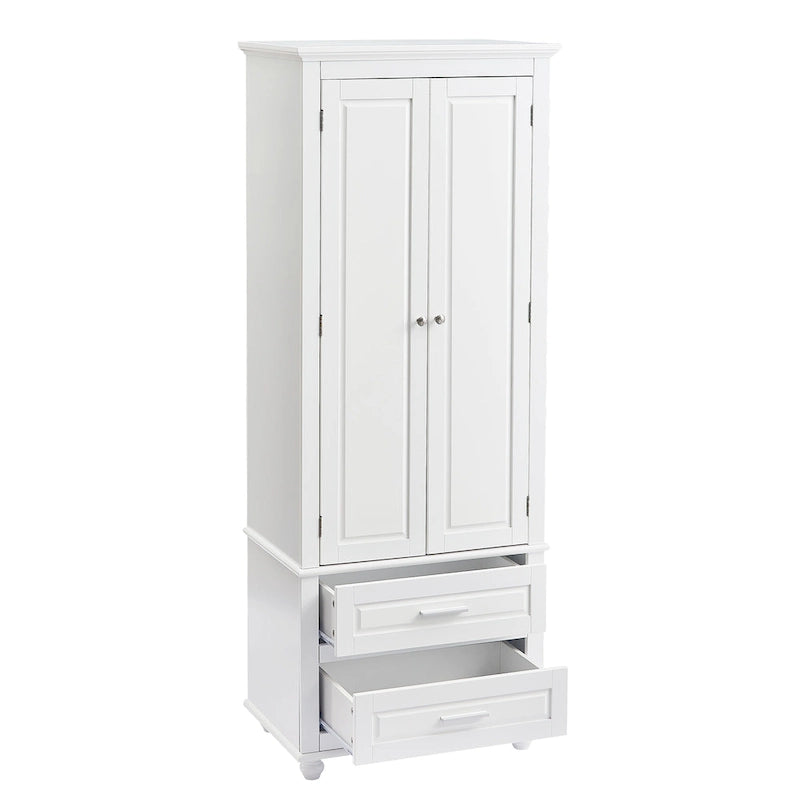 Tall Storage Cabinet with Two Drawers - N/A