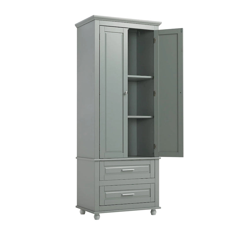 Tall Storage Cabinet with Two Drawers - N/A