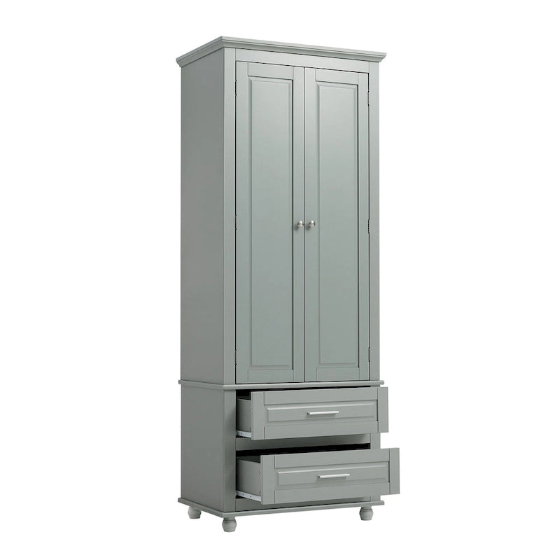 Tall Storage Cabinet with Two Drawers - N/A