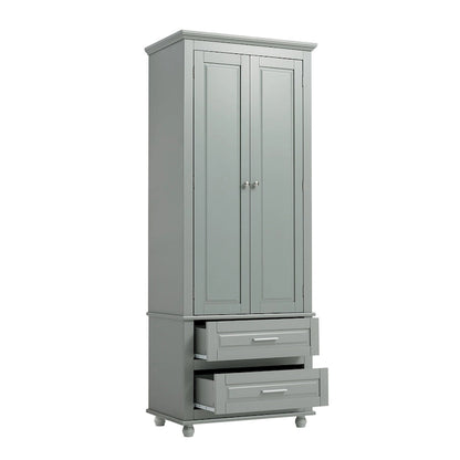 Tall Storage Cabinet with Two Drawers - N/A