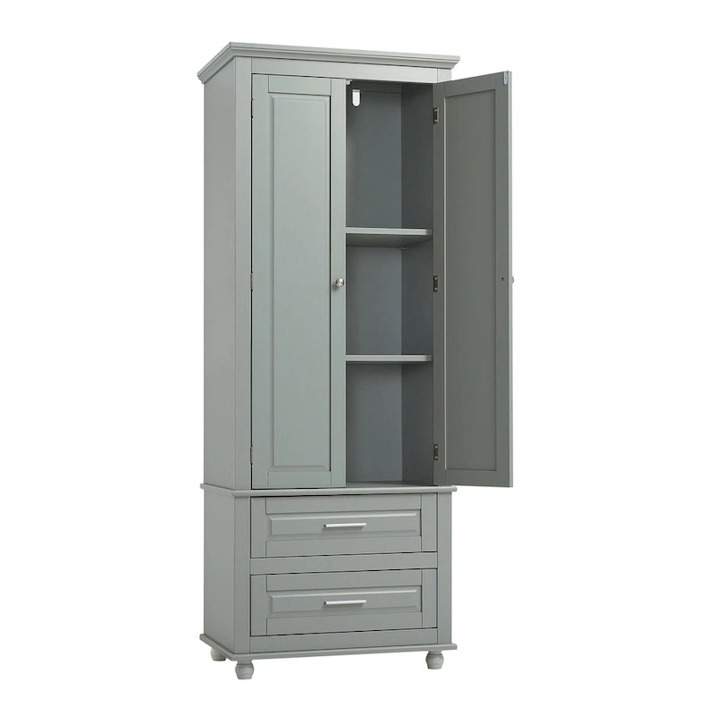 Tall Storage Cabinet with Two Drawers - N/A
