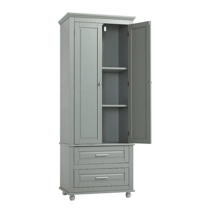 Tall Storage Cabinet with Two Drawers - N/A