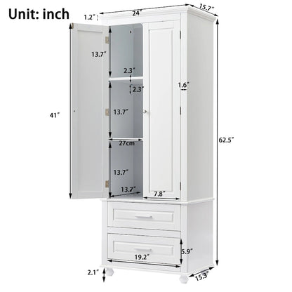 Tall Storage Cabinet with Two Drawers - N/A