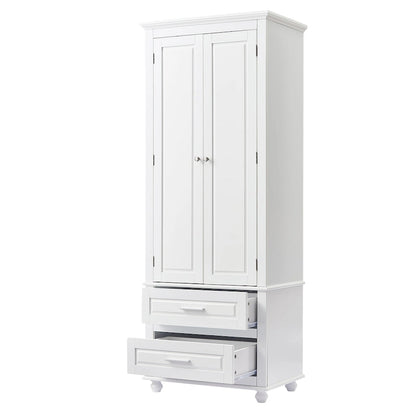 Tall Storage Cabinet with Two Drawers - N/A
