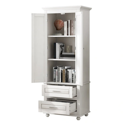 Tall Storage Cabinet with Two Drawers - N/A