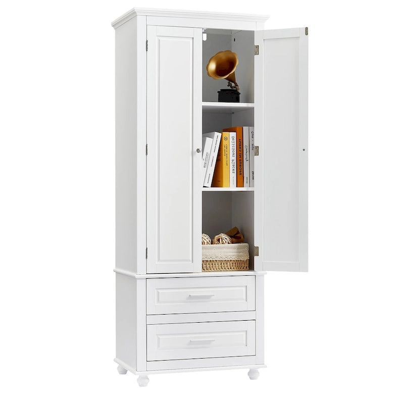 Tall Storage Cabinet with Two Drawers - N/A