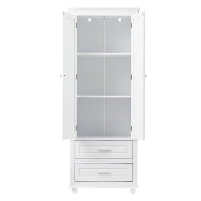 Tall Storage Cabinet with Two Drawers - N/A