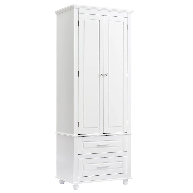 Tall Storage Cabinet with Two Drawers - N/A