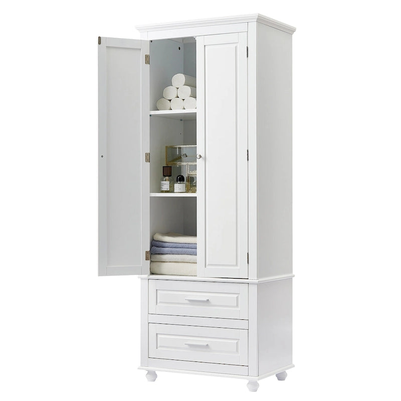 Tall Storage Cabinet with Two Drawers - N/A