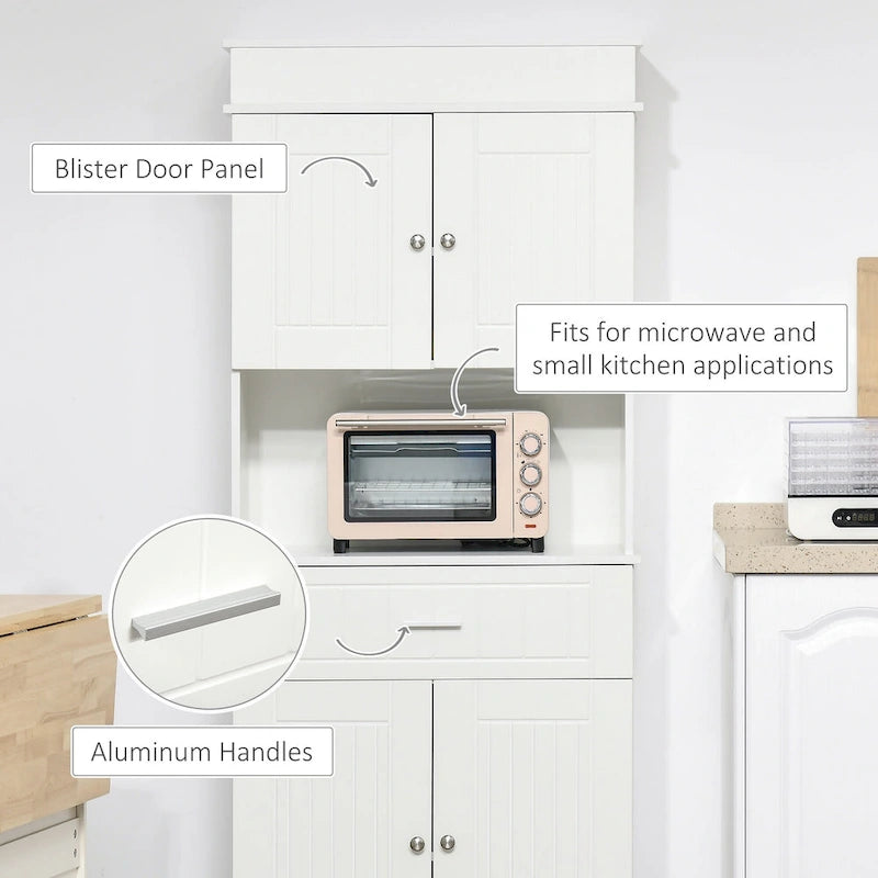 HOMCOM 72 Kitchen Buffet with Hutch, Freestanding Pantry Cupboard with Utility Drawer, 2 Door Cabinets and Countertop, Brown