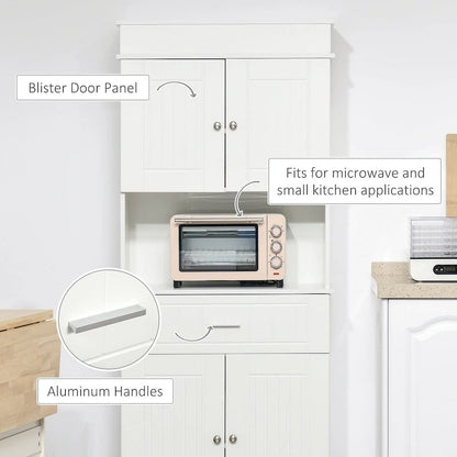 HOMCOM 72 Kitchen Buffet with Hutch, Freestanding Pantry Cupboard with Utility Drawer, 2 Door Cabinets and Countertop, Brown