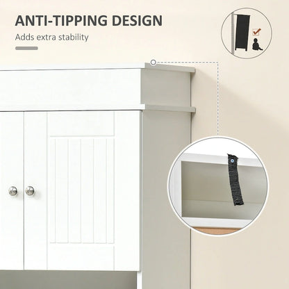 HOMCOM 72 Kitchen Buffet with Hutch, Freestanding Pantry Cupboard with Utility Drawer, 2 Door Cabinets and Countertop, Brown