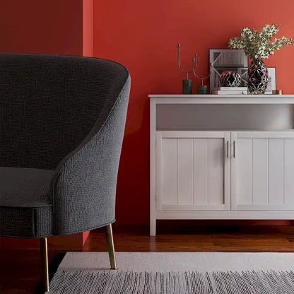 White Black Kitchen Storage Sideboard and Buffet Server Cabinet - 40WX16DX34H