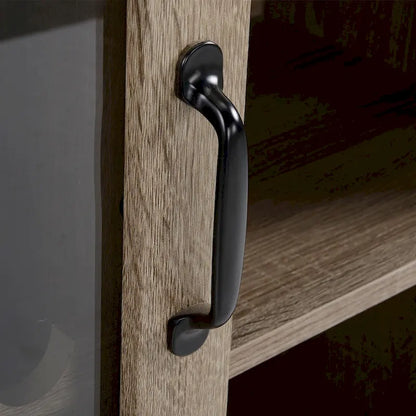 HOMCOM Sideboard with Sliding Glass Door, Bar Cabinet, Buffet Cabinet with 6-bottle Wine Rack and Stemware Racks, Brown