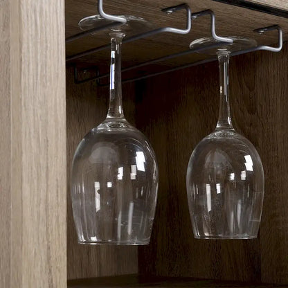 HOMCOM Sideboard with Sliding Glass Door, Bar Cabinet, Buffet Cabinet with 6-bottle Wine Rack and Stemware Racks, Brown