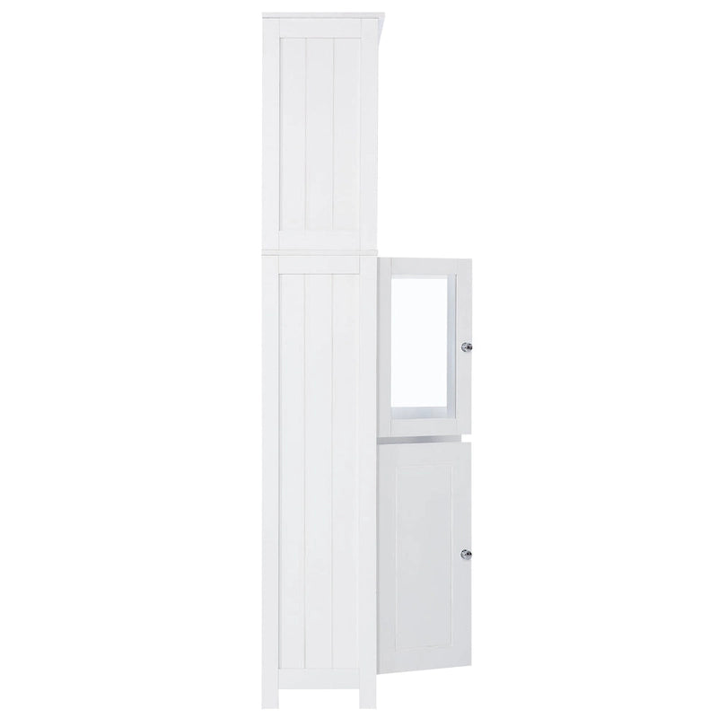 White Tall Bathroom Storage Cabinet with Shelves and Doors for Kitchen and Living Room - 23W x64H