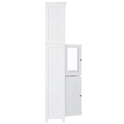 White Tall Bathroom Storage Cabinet with Shelves and Doors for Kitchen and Living Room - 23W x64H