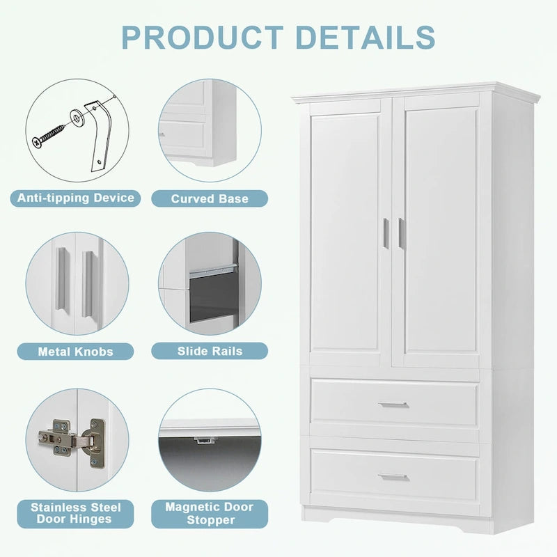 Bathroom Storage Cabinet with Two Doors Two Drawers