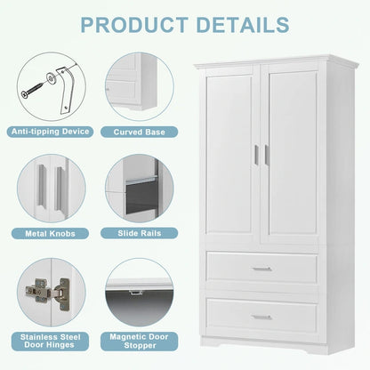 Bathroom Storage Cabinet with Two Doors Two Drawers