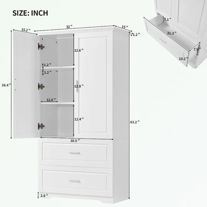 Bathroom Storage Cabinet with Two Doors Two Drawers