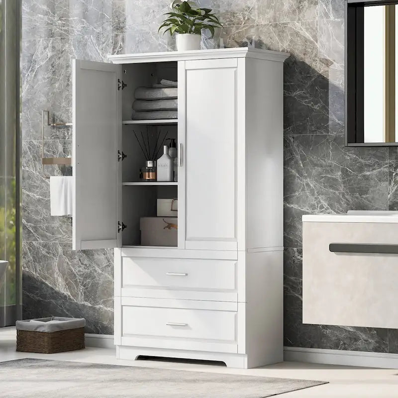 Bathroom Storage Cabinet with Two Doors Two Drawers