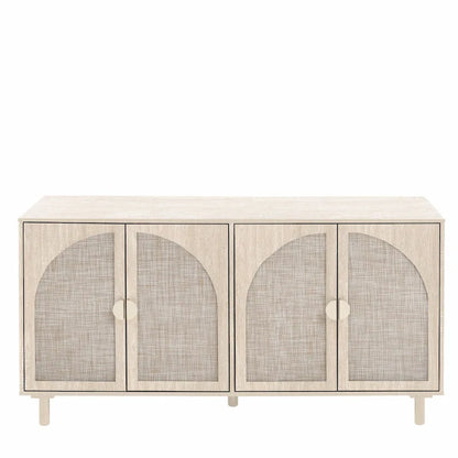 4 Door Rattan Storage Cabinet with Adjustable Shelves