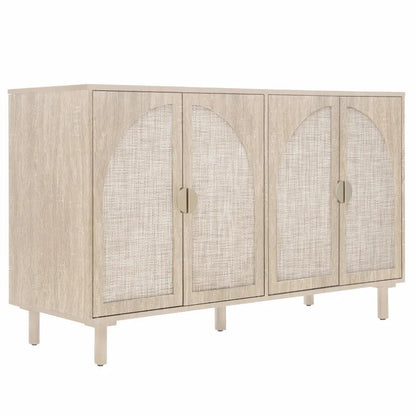 4 Door Rattan Storage Cabinet with Adjustable Shelves