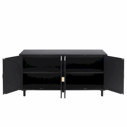 4 Door Rattan Storage Cabinet with Adjustable Shelves