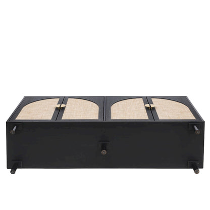 4 Door Rattan Storage Cabinet with Adjustable Shelves