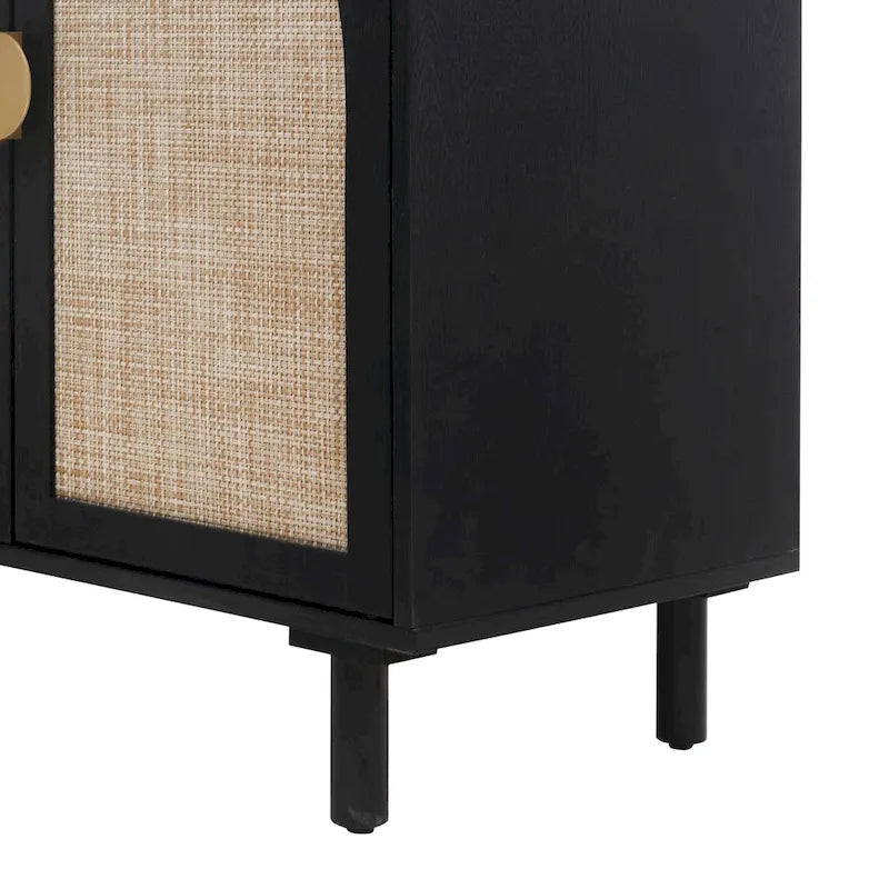 4 Door Rattan Storage Cabinet with Adjustable Shelves