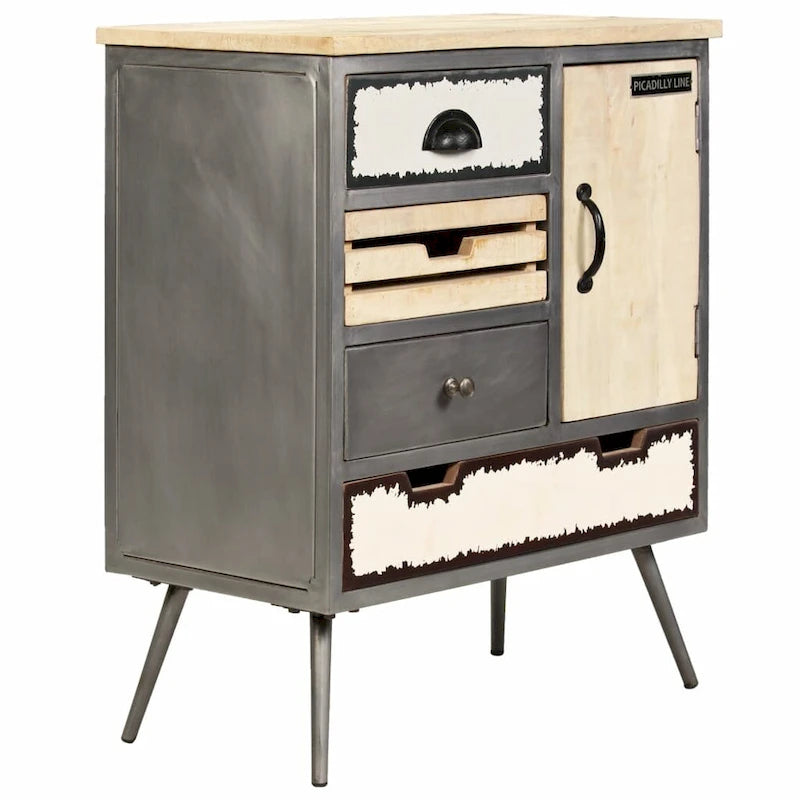vidaXL Sideboard Solid Mango Wood and Steel 25.6x13x29.9