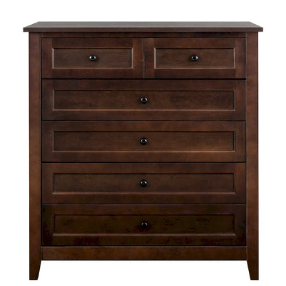 Modern 43-in Storage Solid Wood Retro Round Handle Side Cabinet with 6-Drawer