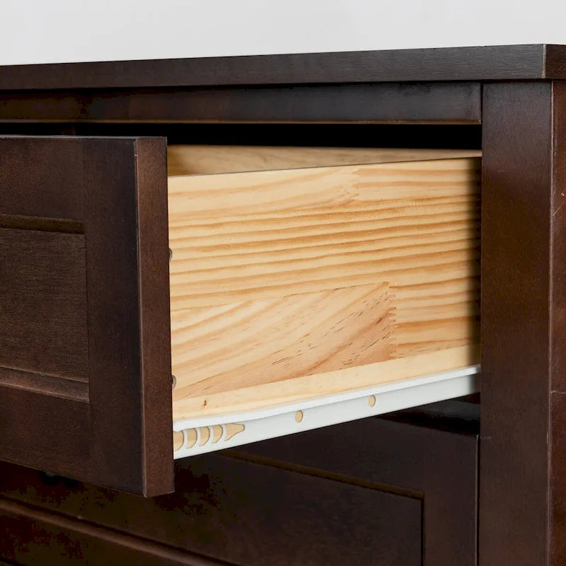 Modern 43-in Storage Solid Wood Retro Round Handle Side Cabinet with 6-Drawer