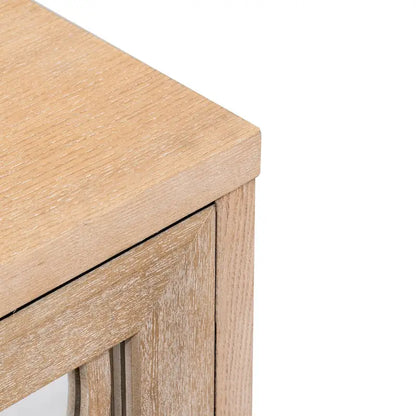 Sideboard with Glass Doors, 3 Door Mirrored Buffet Cabinet with Silver Handle - N/A